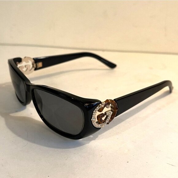 Gucci Italy GG Sunglasses Wraparound Sport 3070 Pave Tortoise - Picture 1 of 10